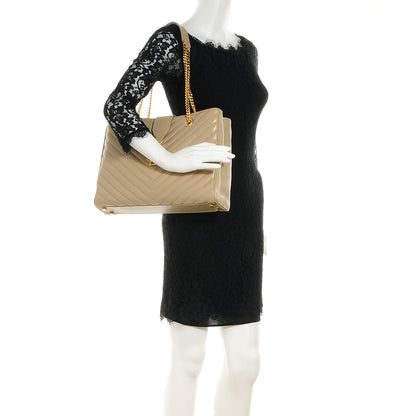 Saint Laurent Matelasse Chevron Cassandre Shopper Dark Beige 2 of 10