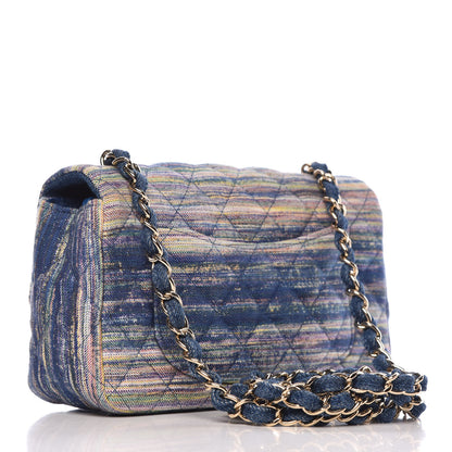 Chanel Denim Mini Rectangular Flap Bag Navy Yellow Purple Green 3 of 10