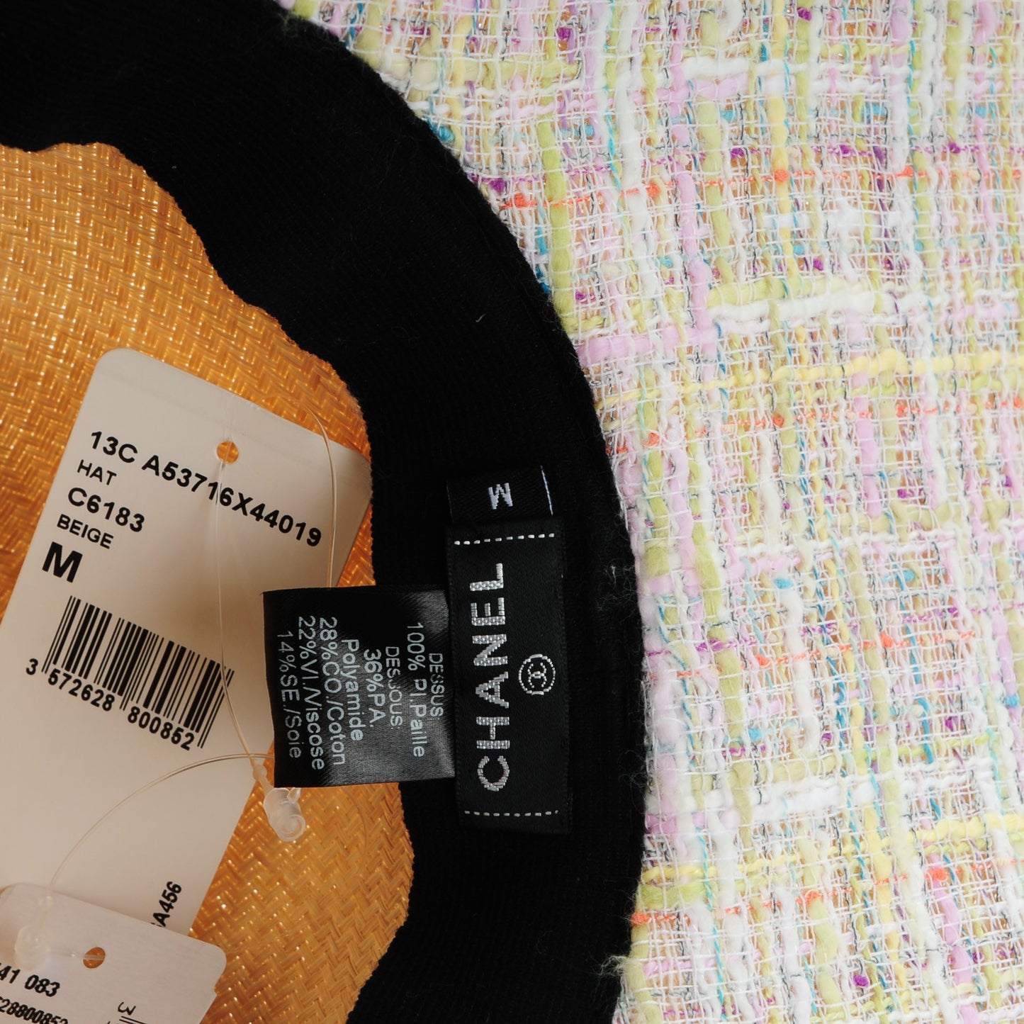 Straw CC Floppy Hat M Beige