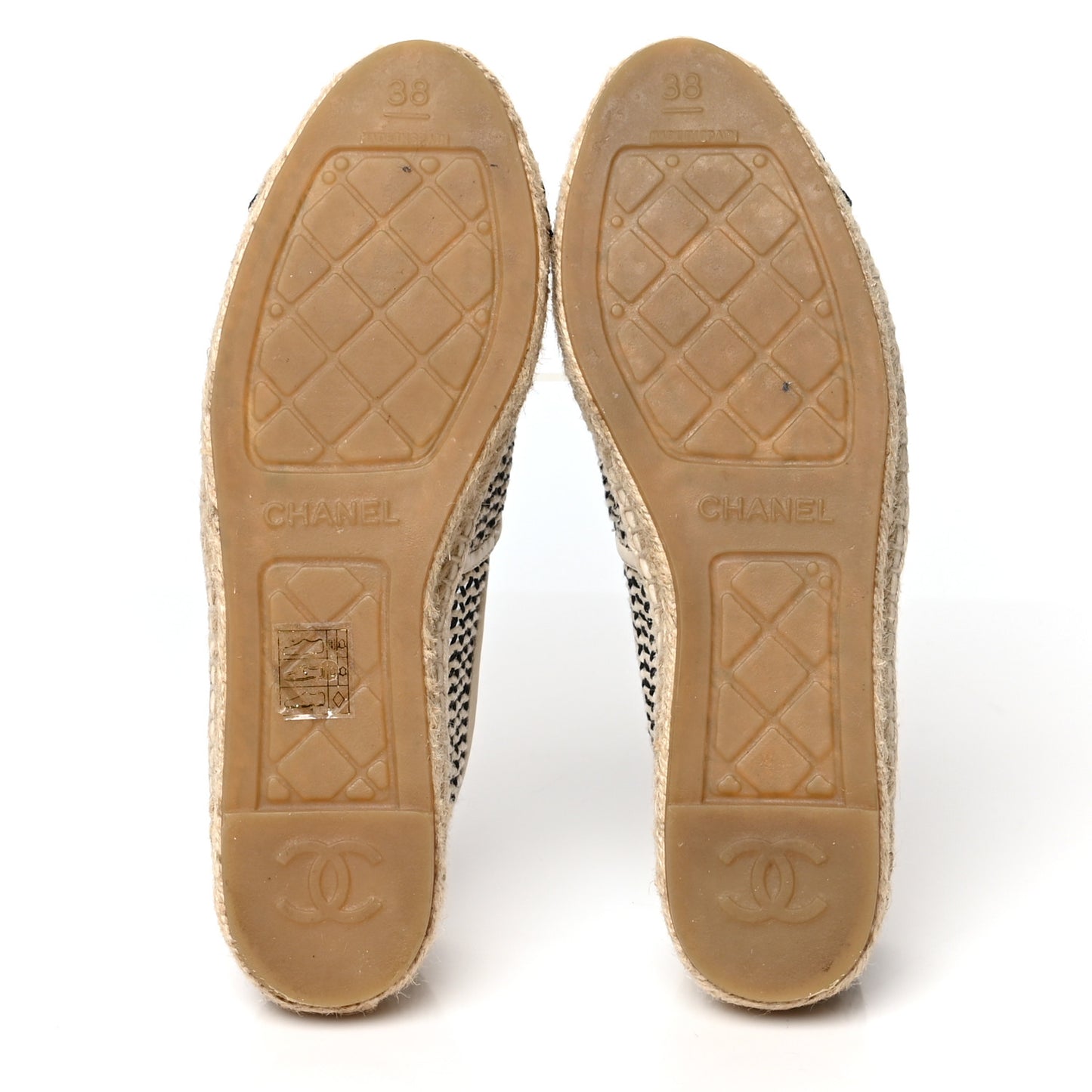 Mesh Grosgrain CC Espadrilles 38 Beige Black