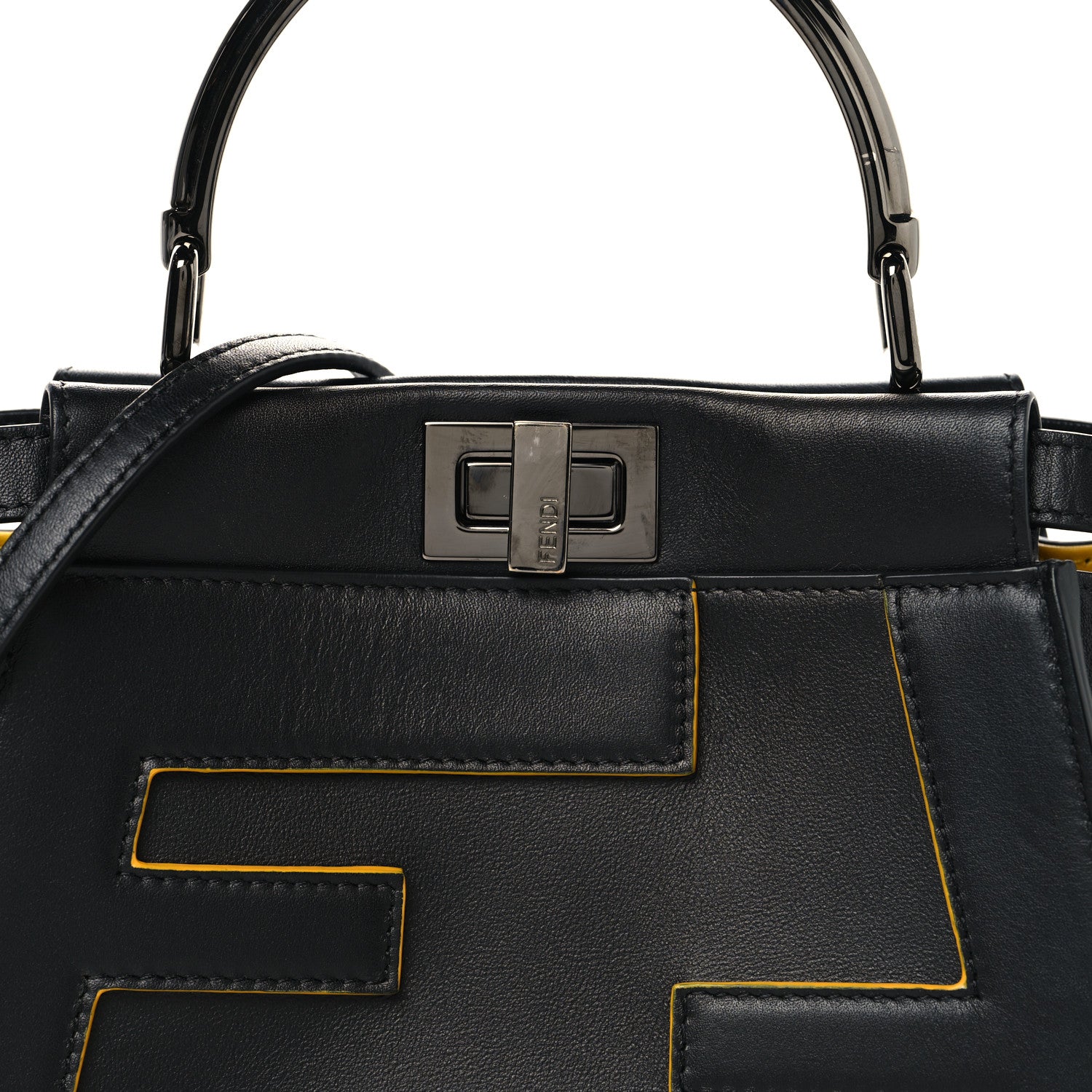 Fendi Nappa FF Mini Peekaboo Iconic Satchel Black Sunflower 9 of 11