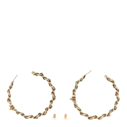 Chanel Metal CC Turnlock Chain Hoop Earrings Gold 3 of 4