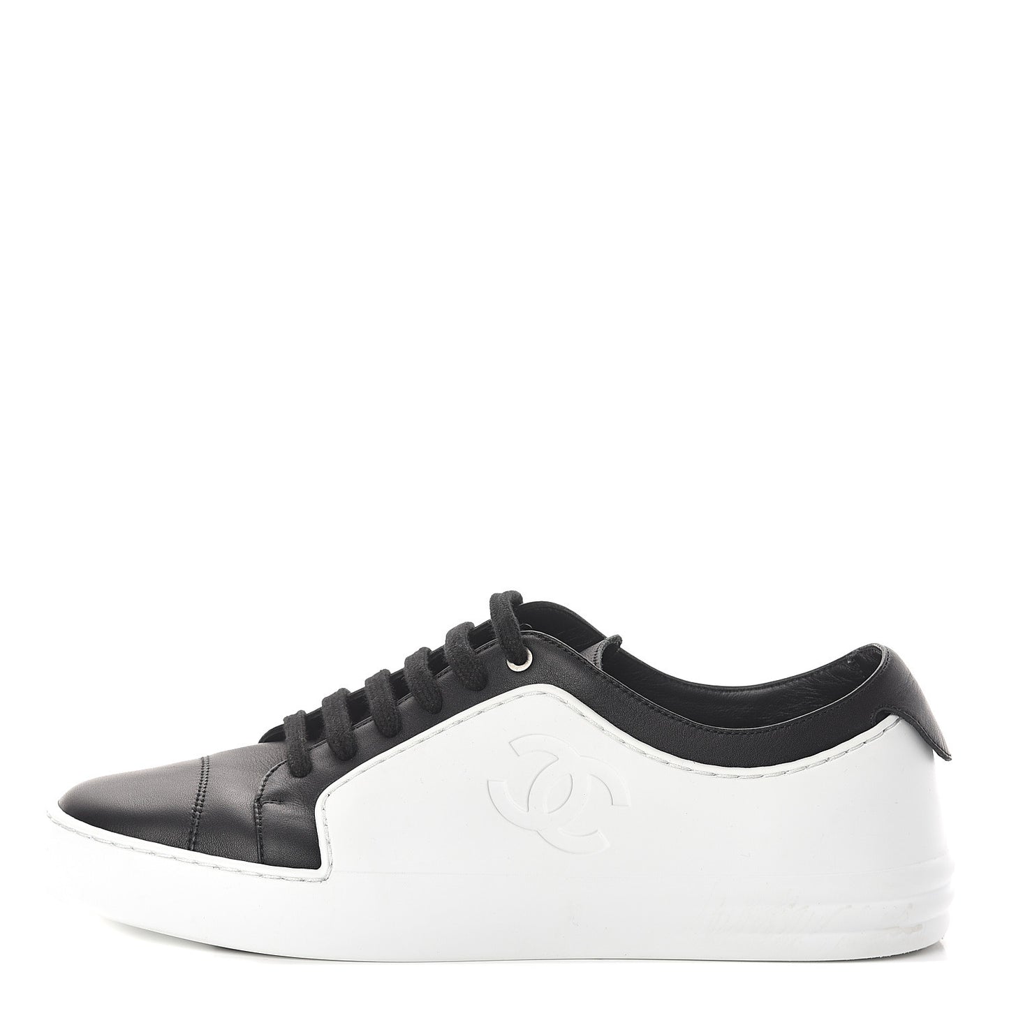 Calfskin Womens CC Sneakers 39.5 Black White