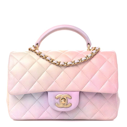 Chanel Lambskin Quilted Ombre Mini Top Handle Rectangular Flap Pink Multicolor 1 of 9