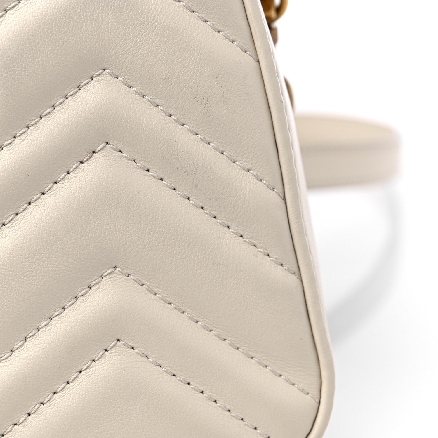 Gucci Calfskin Matelasse Mini GG Marmont Top Handle Shoulder Bag White 13 of 13
