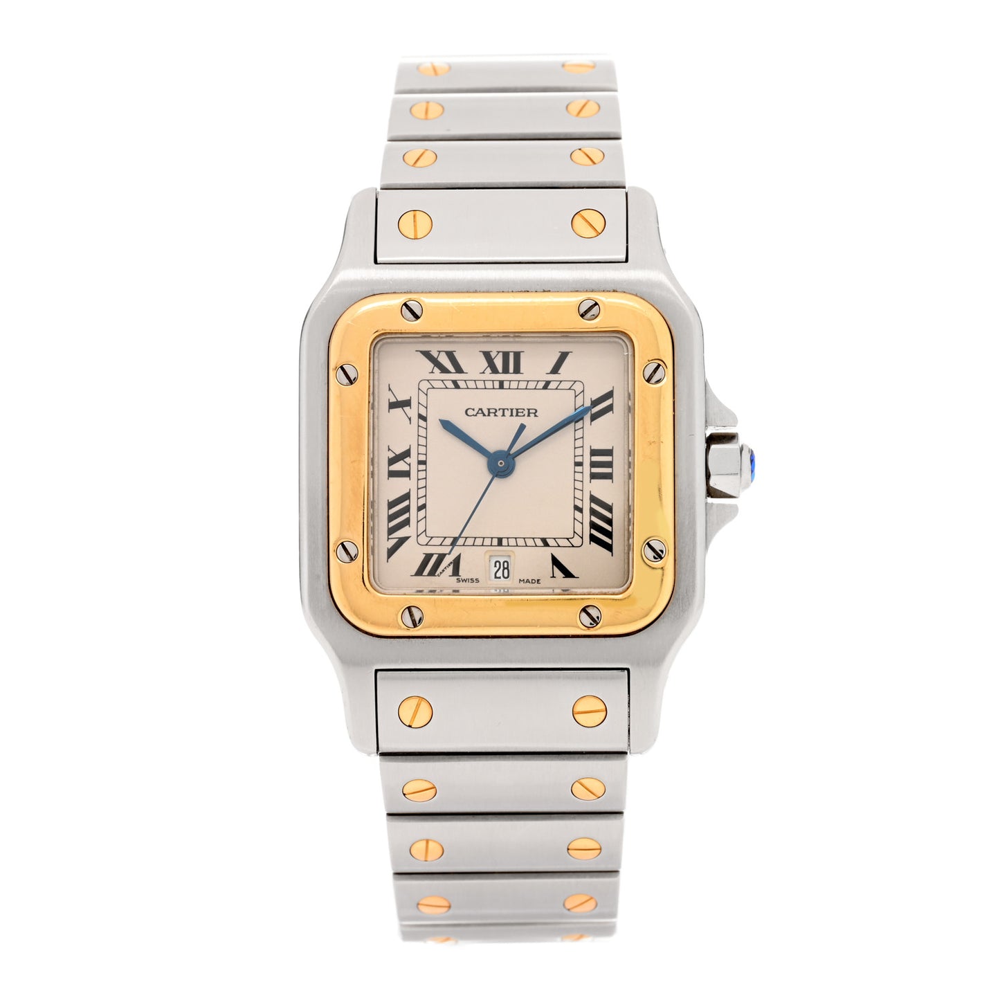 Stainless Steel 18K Yellow Gold 29mm Santos De Cartier Galbee Quartz Watch