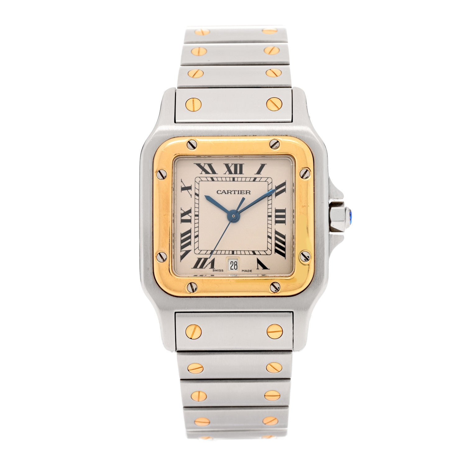Cartier Stainless Steel 18K Yellow Gold 29mm Santos De Cartier Galbee Quartz Watch 1 of 4