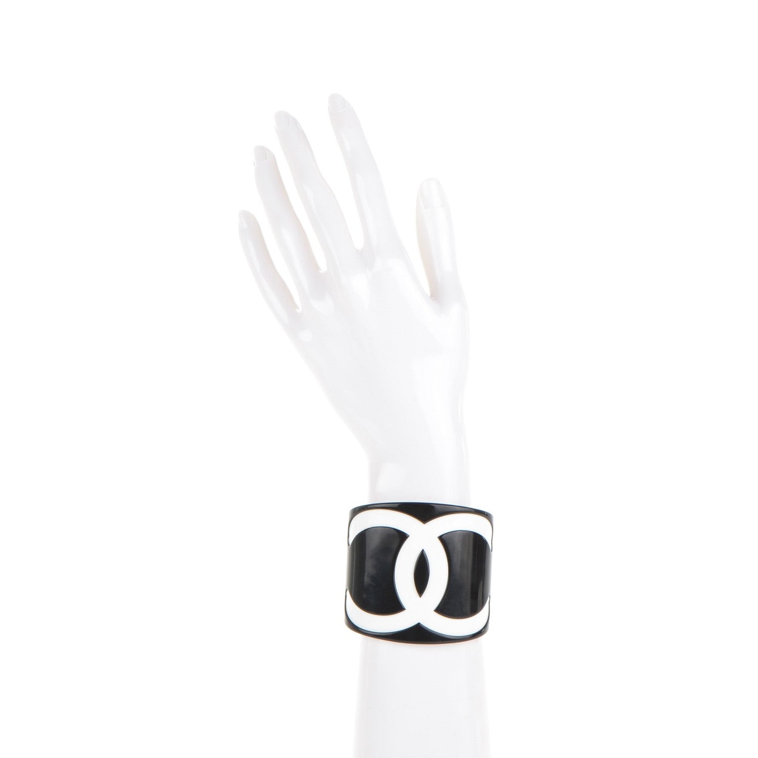 Chanel Resin CC Wide Cuff Black White 2 of 4