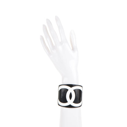 Chanel Resin CC Wide Cuff Black White 2 of 4