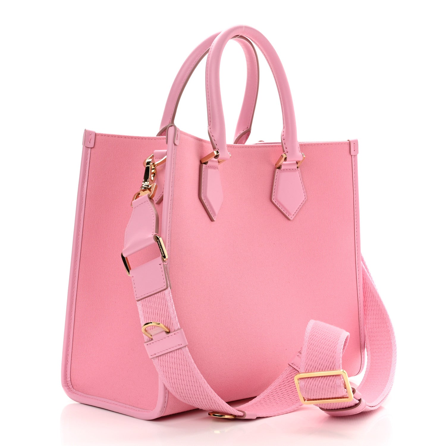 Dolce & Gabbana Canvas Embroidered Logo Shopper Tote Pink 3 of 9