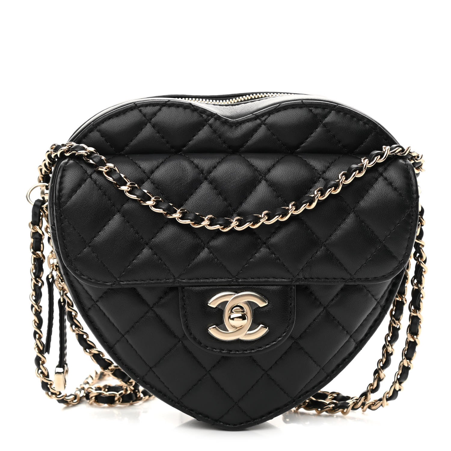 Chanel Lambskin Quilted CC In Love Heart Bag Black 1 of 11