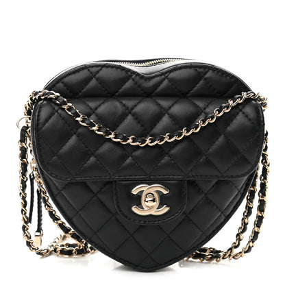 Chanel Lambskin Quilted CC In Love Heart Bag Black 1 of 11