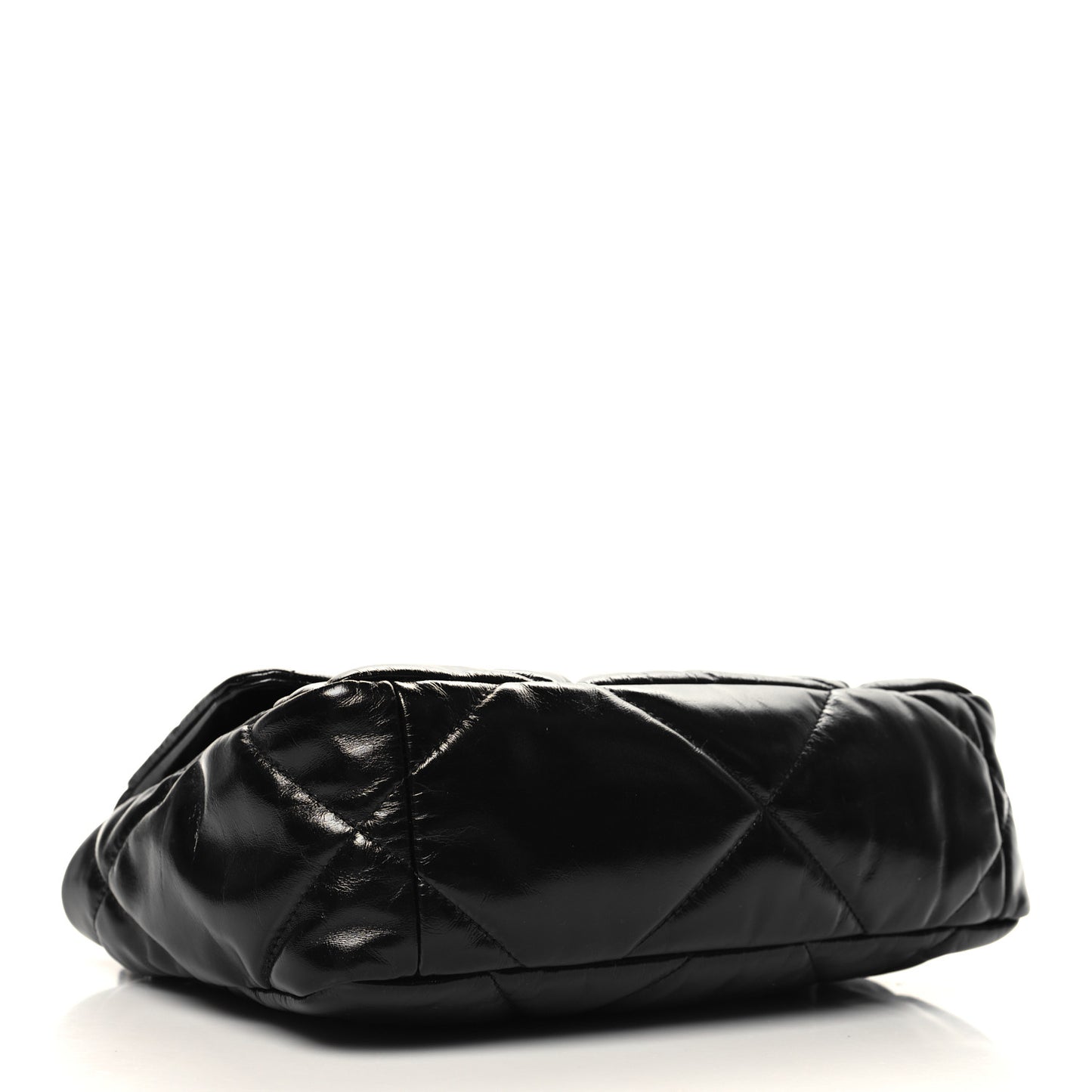 Shiny Crumpled Calfskin Quilted Medium Chanel 19 Flap Black