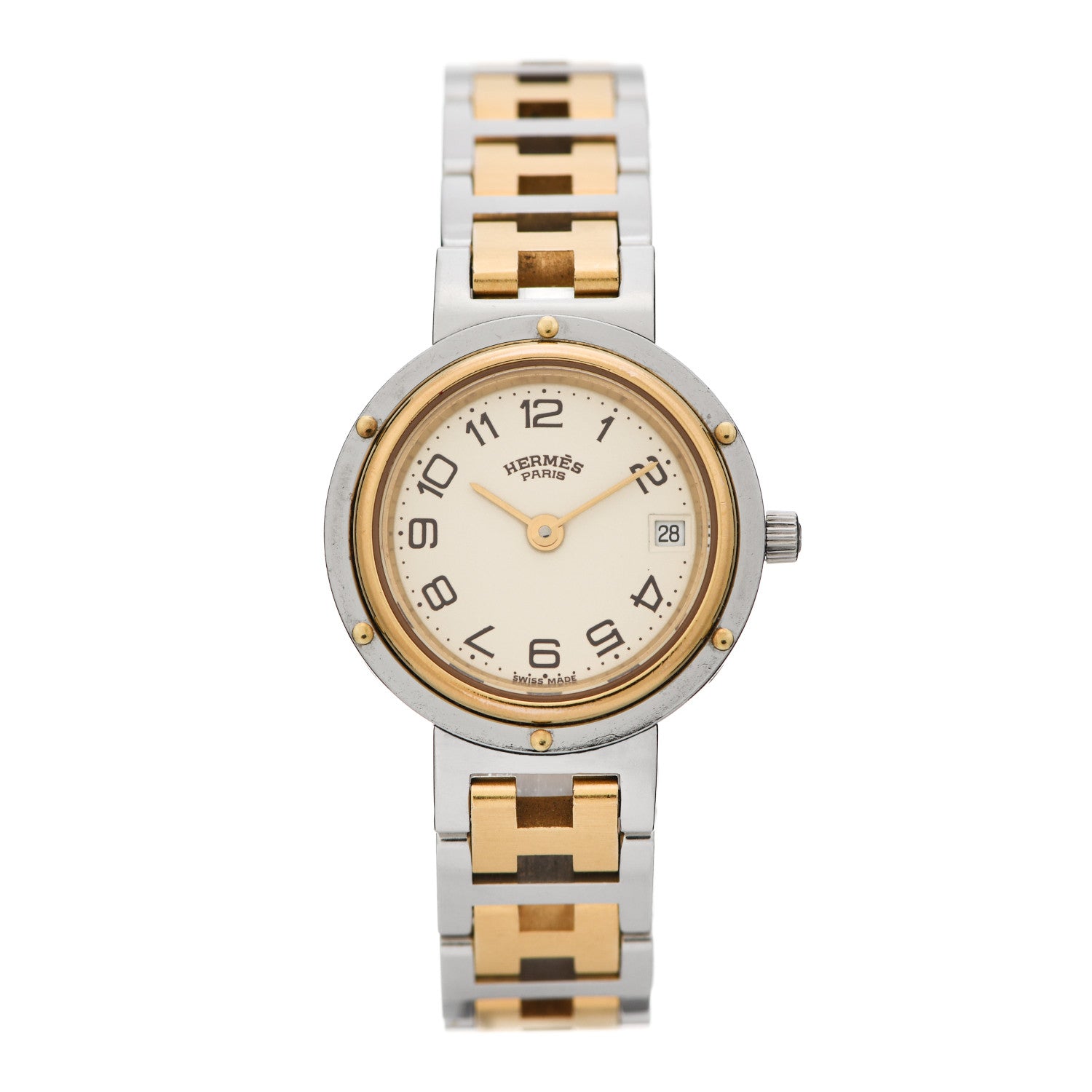 Hermes Stainless Steel 24mm Clipper Quartz Watch Gold 1 of 4