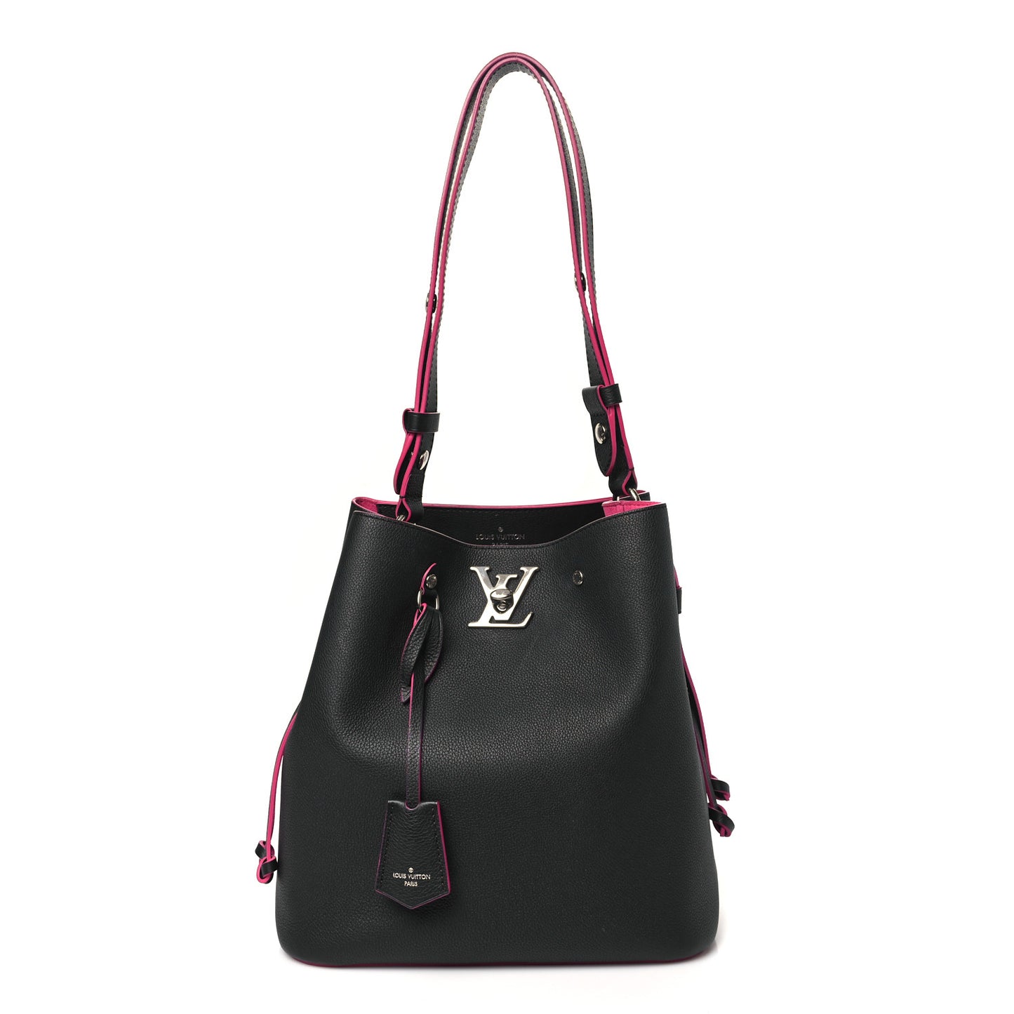 Calfskin Lockme Bucket Black