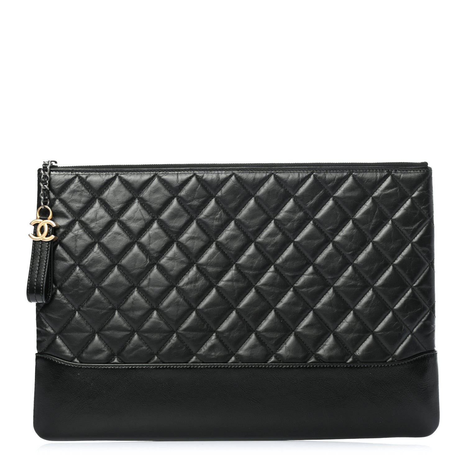 Chanel Aged Calfskin Quilted Large Gabrielle Cosmetic Case Black 1 of 7