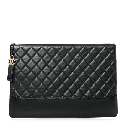 Chanel Aged Calfskin Quilted Large Gabrielle Cosmetic Case Black 1 of 7