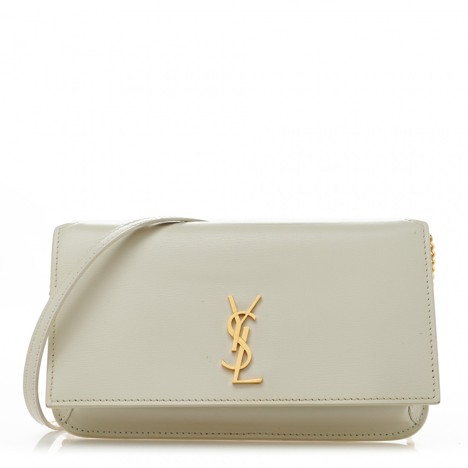 Saint Laurent Smooth Calfskin Monogram Phone Holder Crossbody Crema Soft 1 of 8