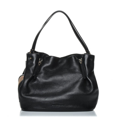 Burberry Grainy Calfskin House Check Medium Maidstone Black 1 of 6