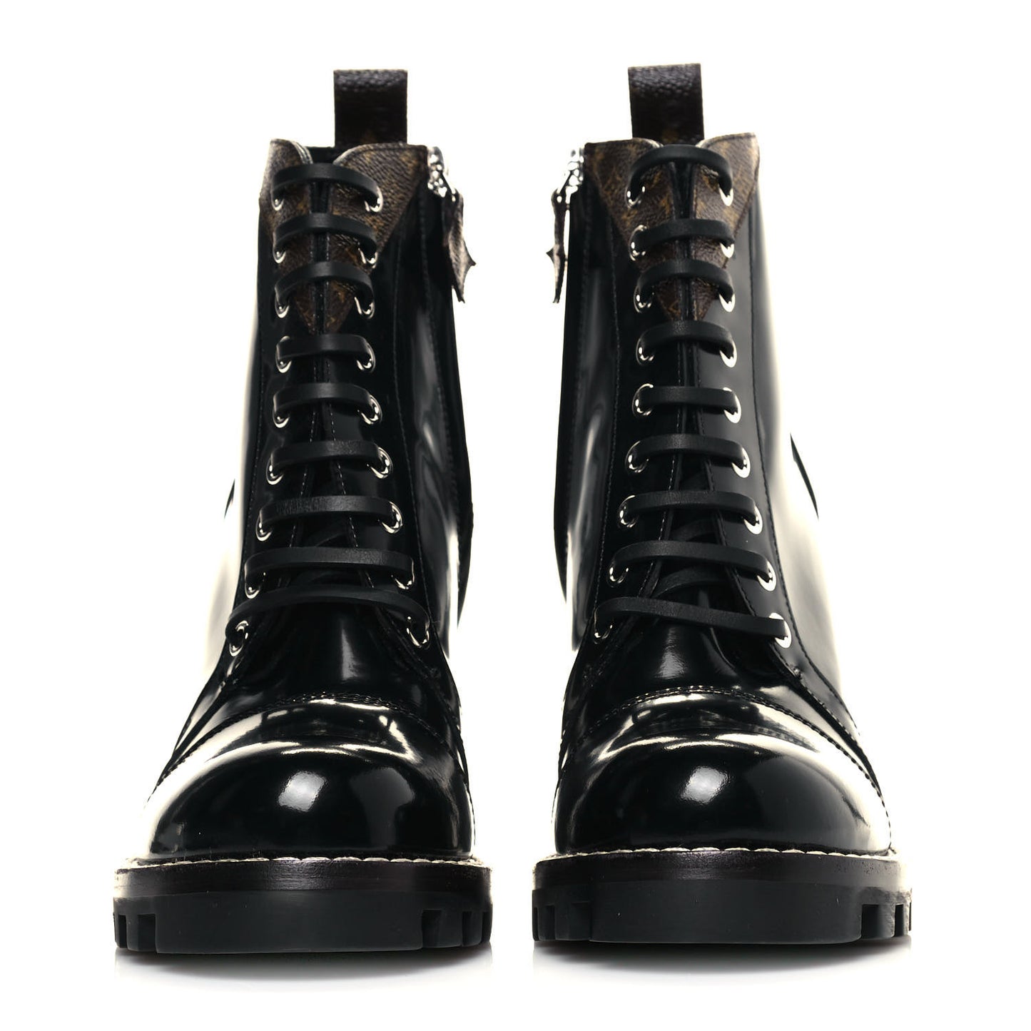 Patent Calfskin Monogram Star Trail Ankle Boots 38 Black