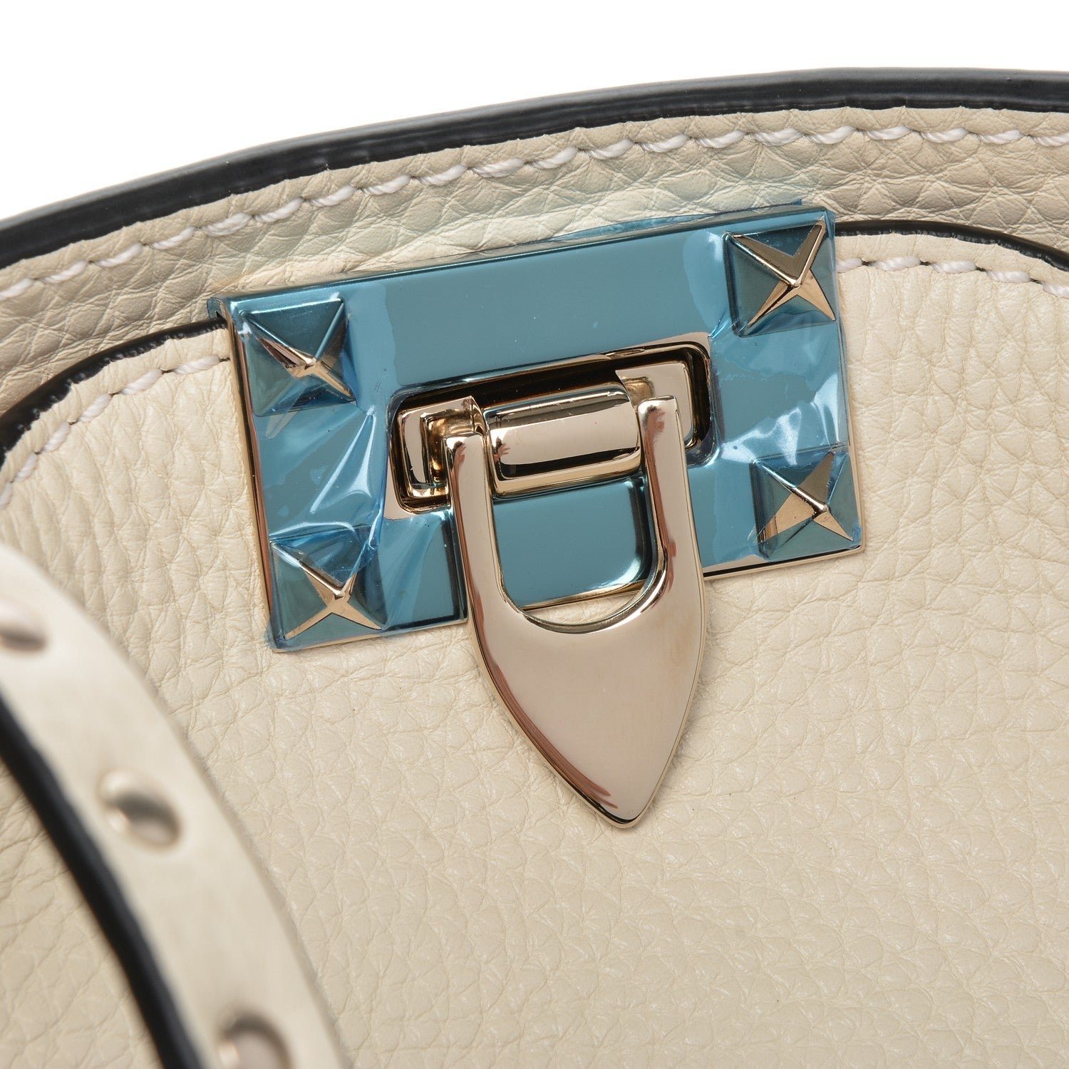 Valentino Garavani Pebbled Calfskin Medium Rockstud Tote Light Ivory 6 of 8