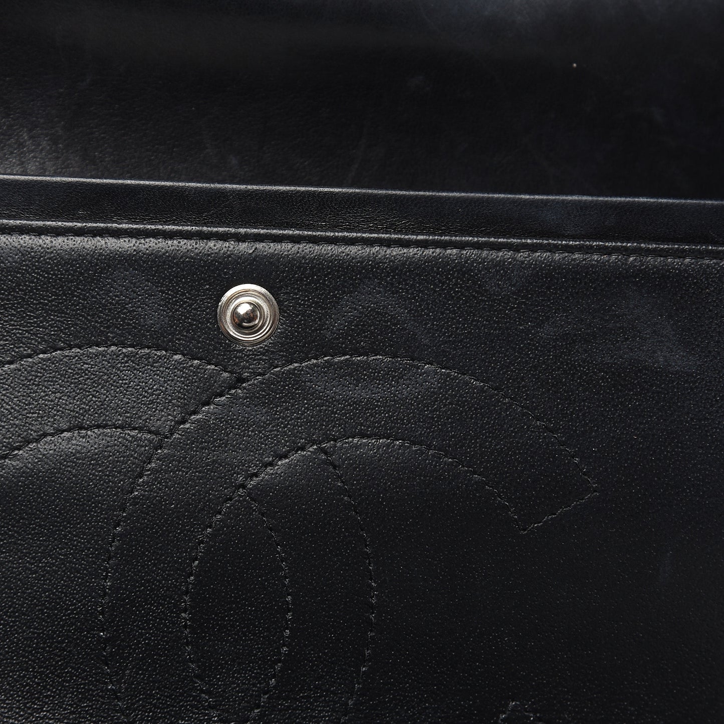 Patent Quilted Jumbo Double Flap Black