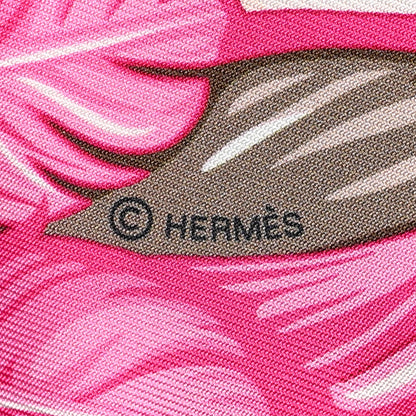 Hermes Silk La Danse Pacifique Twilly Orange Fuchsia Kaki 3 of 4