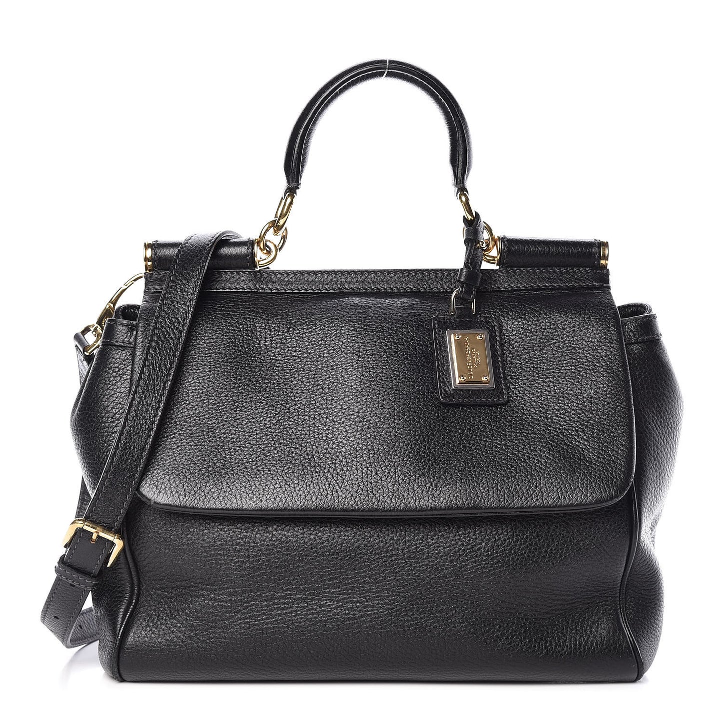Grained Deerskin Medium Miss Sicily Satchel Black