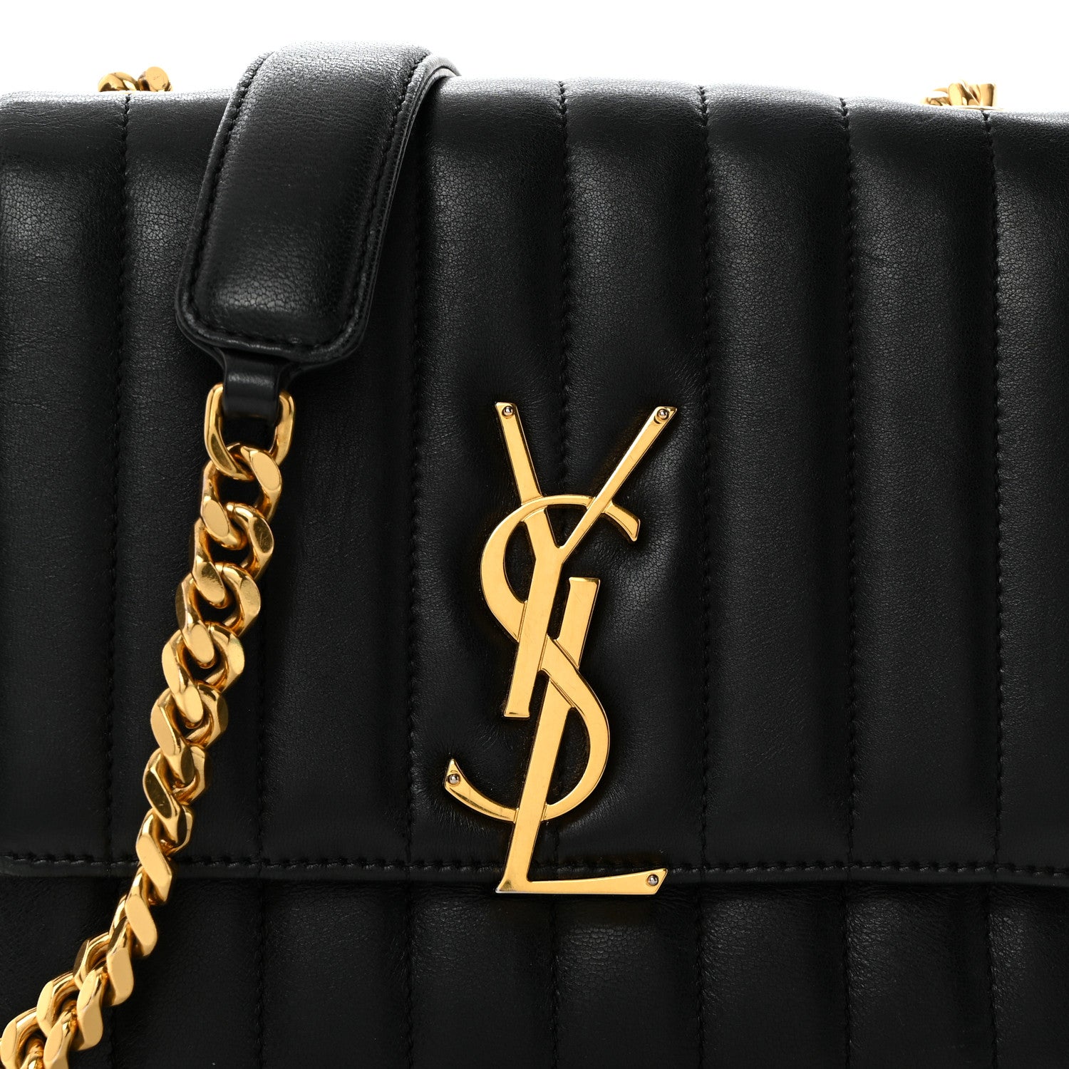 Saint Laurent Lambskin Matelasse Monogram Medium Vicky Chain Bag Black 9 of 11