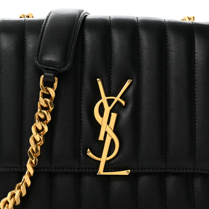 Saint Laurent Lambskin Matelasse Monogram Medium Vicky Chain Bag Black 9 of 11