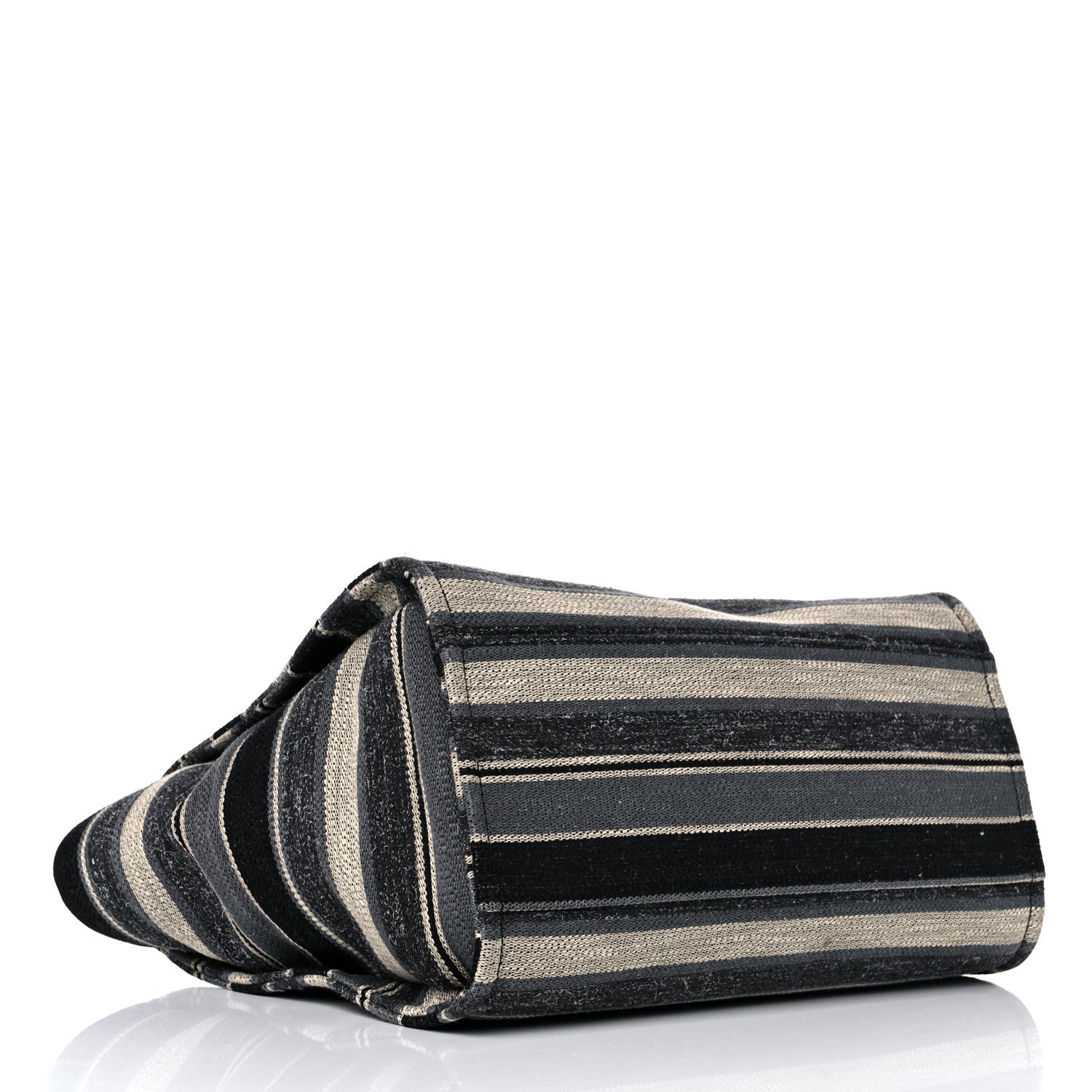Chanel Striped Canvas Medium Deauville Tote Grey Black 4 of 14