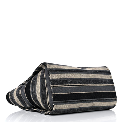 Chanel Striped Canvas Medium Deauville Tote Grey Black 4 of 14