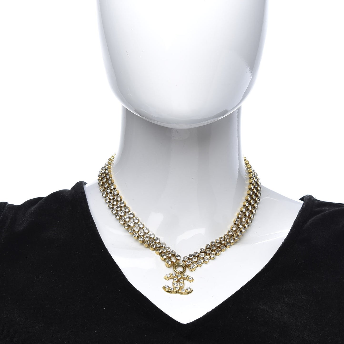 Crystal CC Choker Necklace Gold