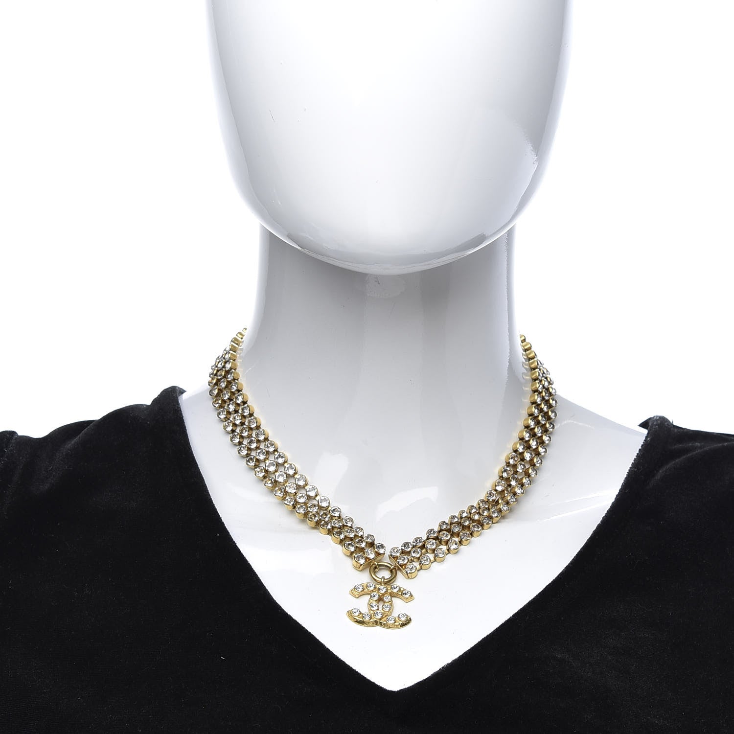 Chanel Crystal CC Choker Necklace Gold 2 of 6