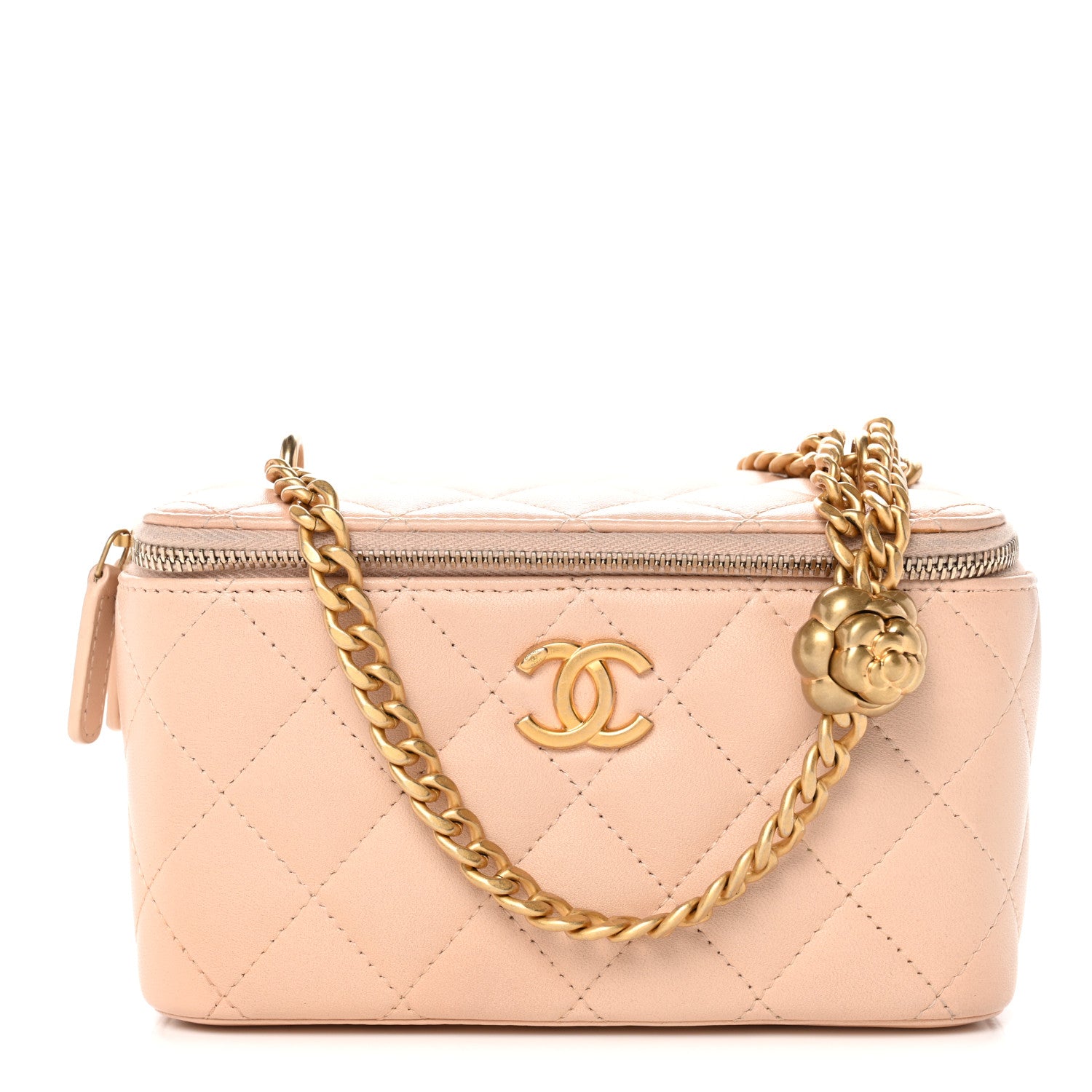 Chanel Lambskin Quilted Sweet Camellia Small Vanity Case With Chain Pink 1 of 11