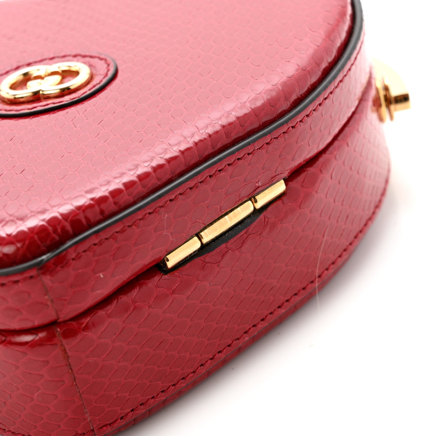 Gucci Snakeskin Broadway Mini Heart Top Handle Bag Rasberry Candy 11 of 12