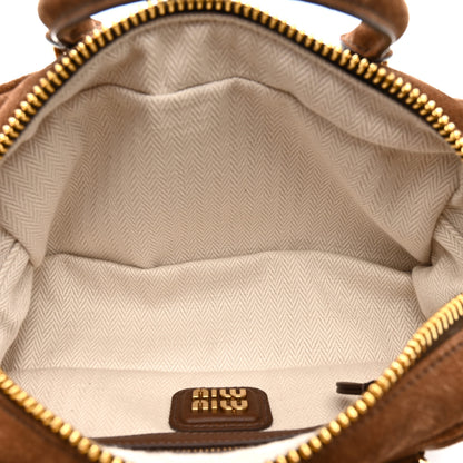 Miu Miu Suede Padded Regular Arcadie Top Handle Bag Cacao 5 of 9