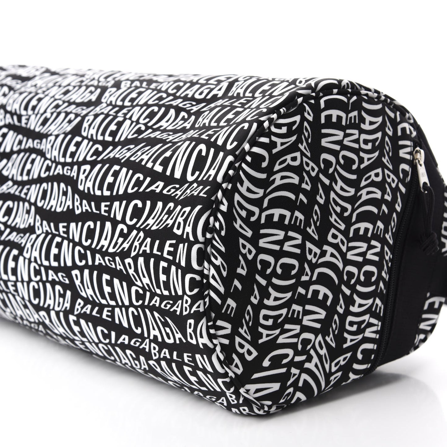 Nylon Wave Logo Wheel Gym Bag Black