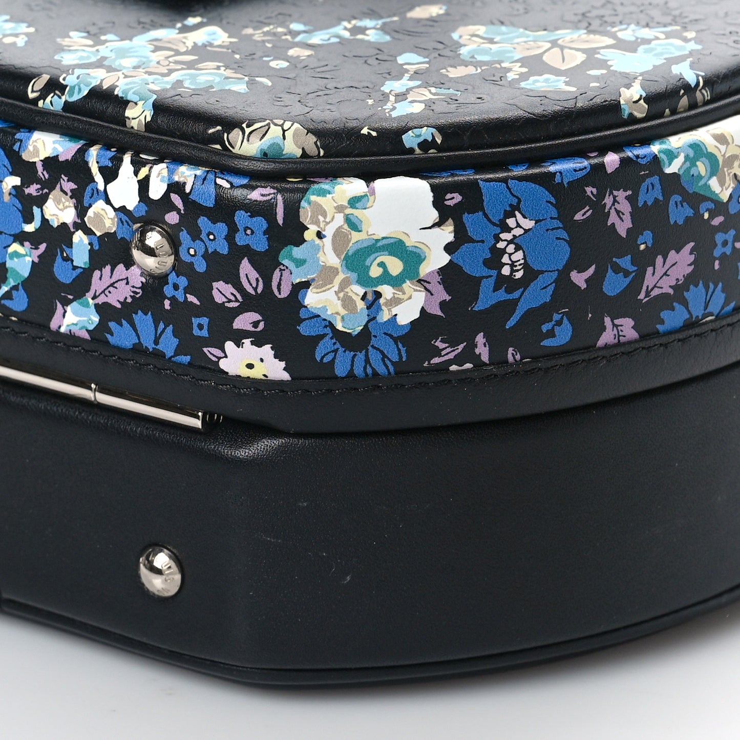 Calfskin Floral Print Petite Boite Chapeau Black
