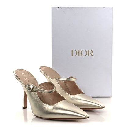 Christian Dior Laminated Lambskin Captured Mules 39.5 Pale Gold 10 of 10