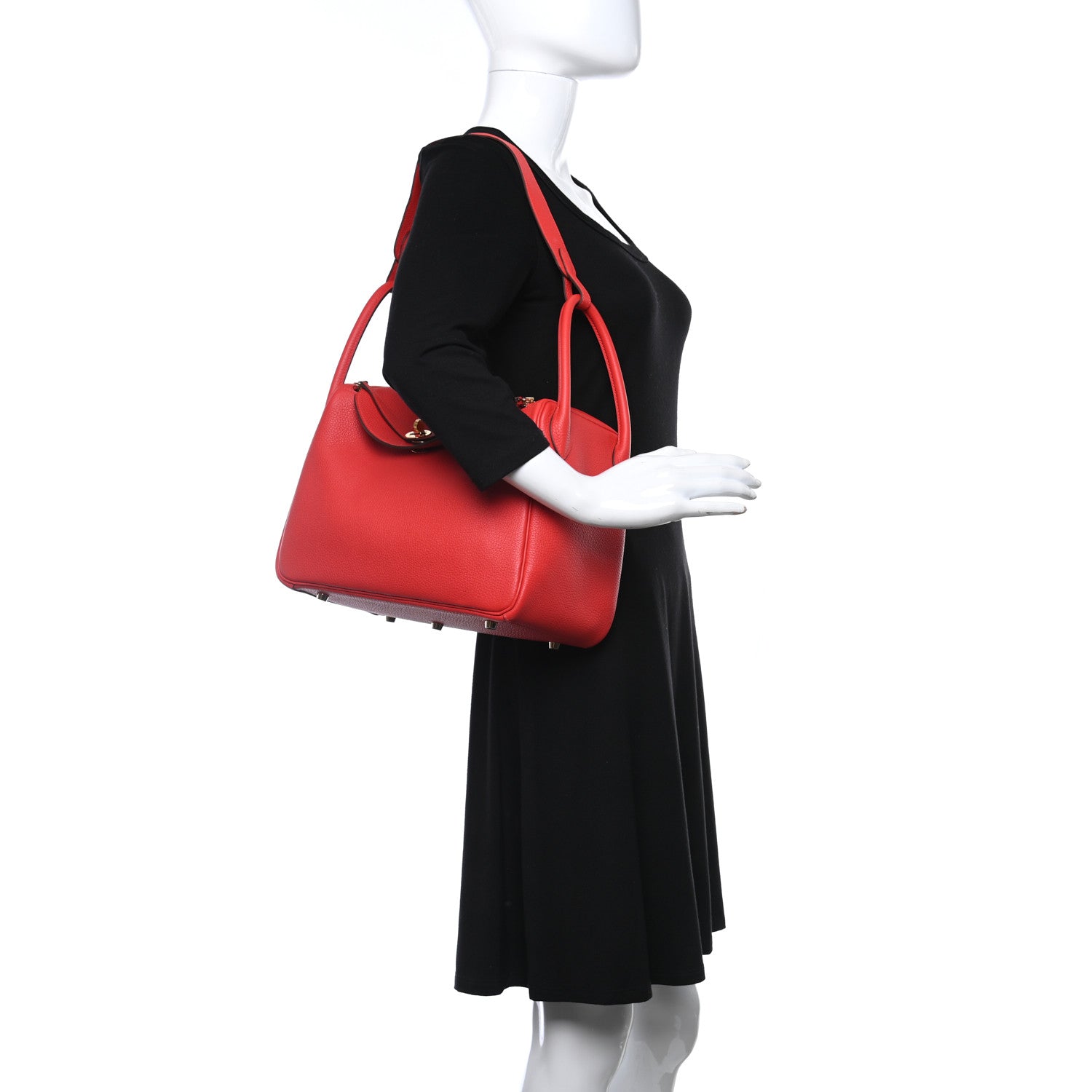 Hermes Taurillon Clemence Lindy 30 Rouge Tomate 2 of 9