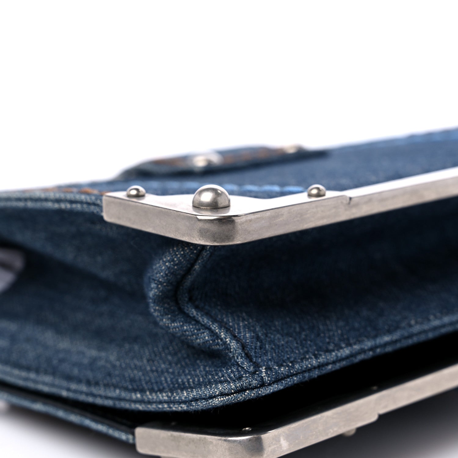 Prada Denim Small Cahier Bag Blue 9 of 10