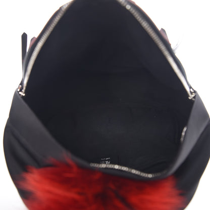 Fendi Nylon Vitello Dolce Elaphe Fox Fur Monster Eyes Backpack Black Natural Bordeaux Multicolor 5 of 8