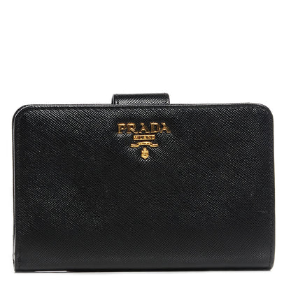 Prada Saffiano Metal Compact Wallet Black 1 of 9