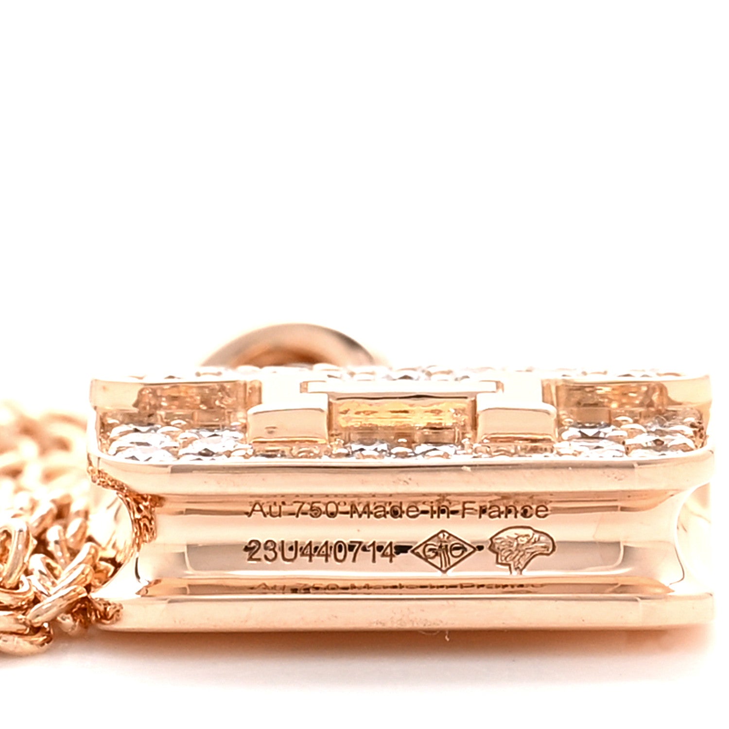 Hermes 18K Rose Gold Diamond Constance Amulettes Pendant Necklace 6 of 7