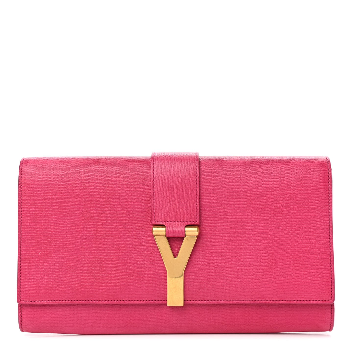Calfskin Classic Y Ligne Clutch Fuchsia