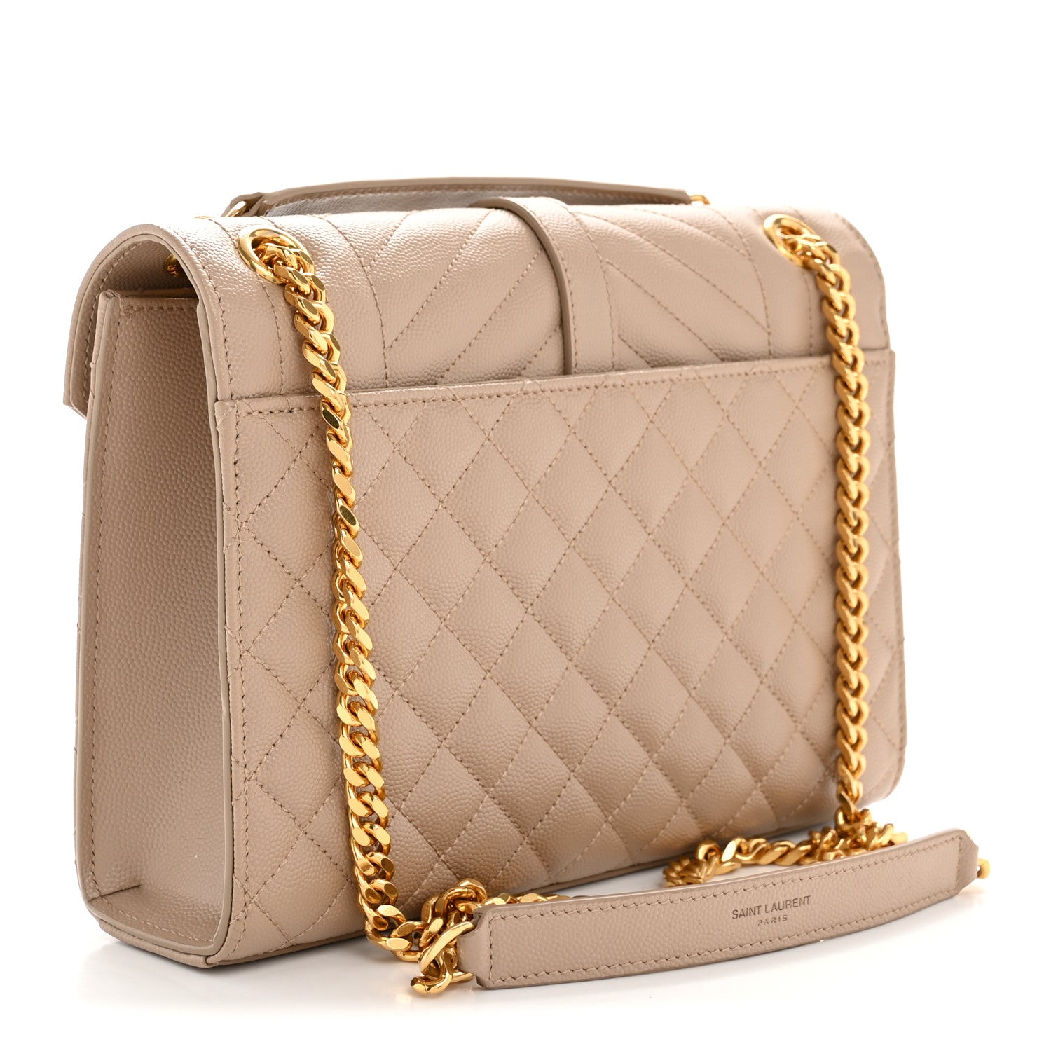 Saint Laurent Grain De Poudre Textured Mixed Matelasse Triquilt Medium Monogram Satchel Dark Beige 3 of 11
