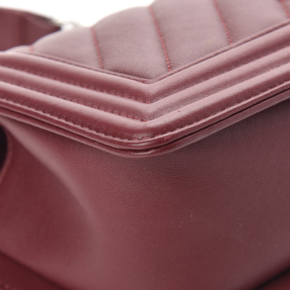Chanel Calfskin Chevron Quilted Small Boy Flap Burgundy 12 of 13