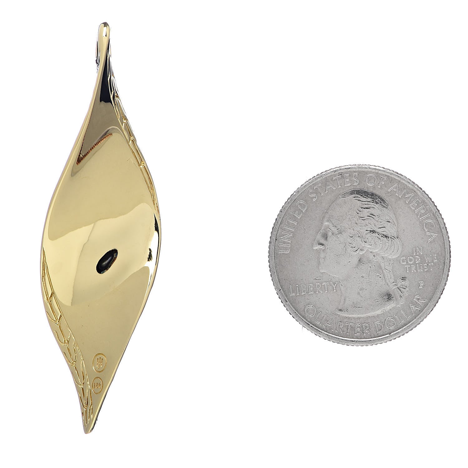 John Hardy 18K Yellow Gold Diamond Wave Pendant 2 of 3