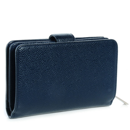 Chanel Caviar Large Zip Pocket Wallet Navy Blue 3 of 8